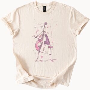 Cellist Violin Player Abstract Graphic Tee Modern Art Design
